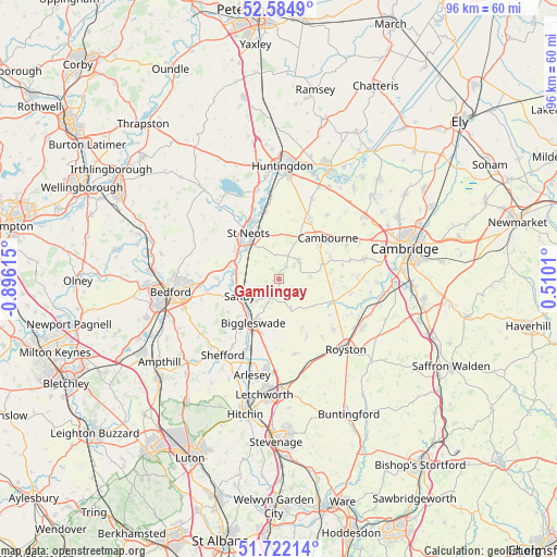 Gamlingay on map