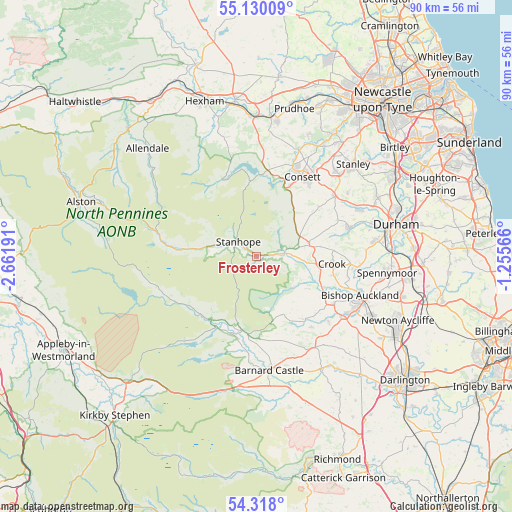 Frosterley on map