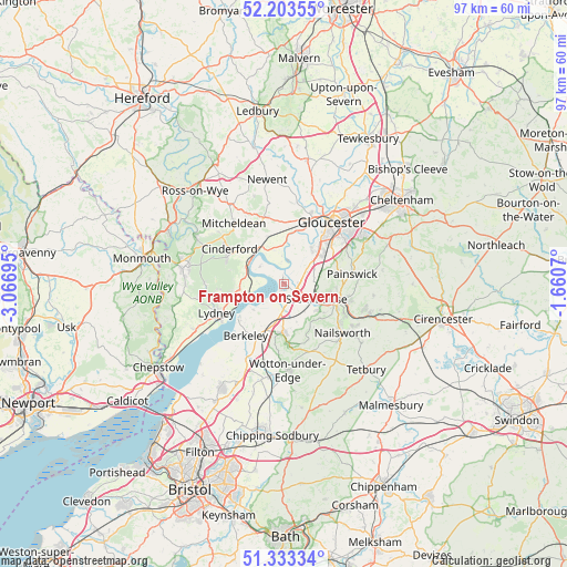 Frampton on Severn on map