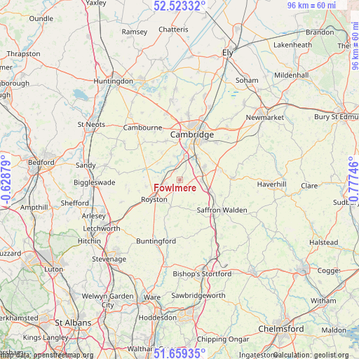 Fowlmere on map