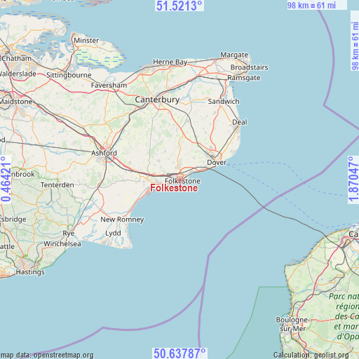 Folkestone on map