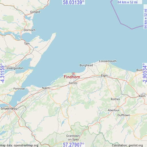 Findhorn on map