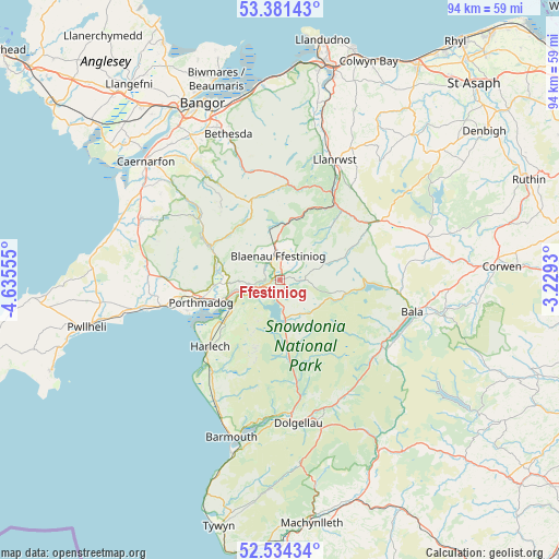 Ffestiniog on map