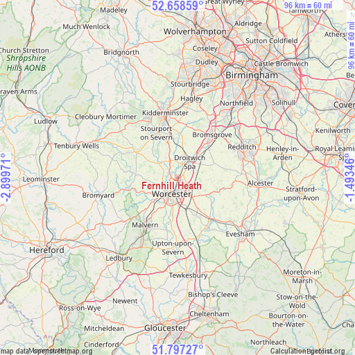 Fernhill Heath on map
