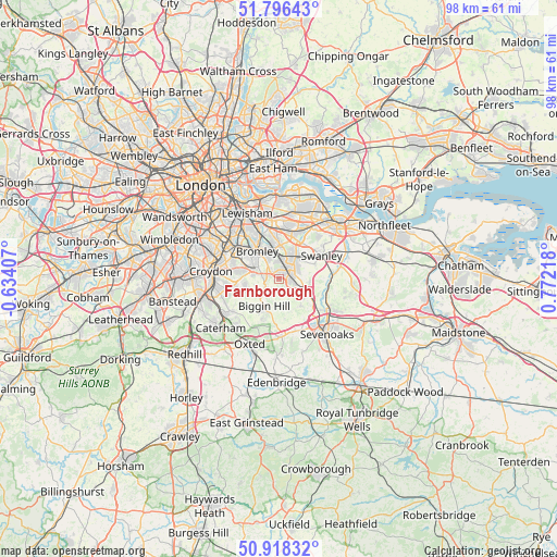 Farnborough on map