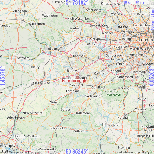 Farnborough on map