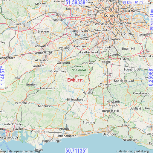 Ewhurst on map