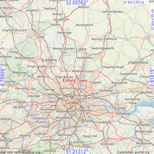 Enfield Town on map