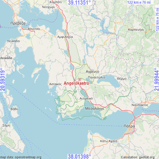Angelókastro on map