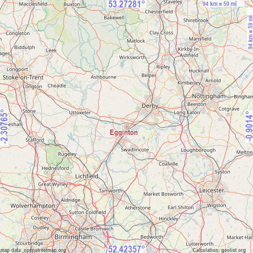 Egginton on map