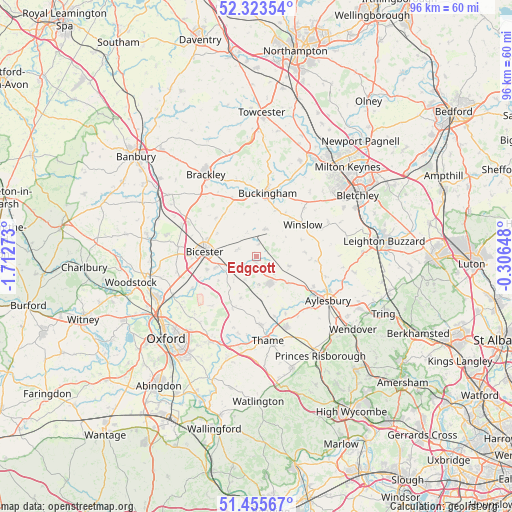 Edgcott on map