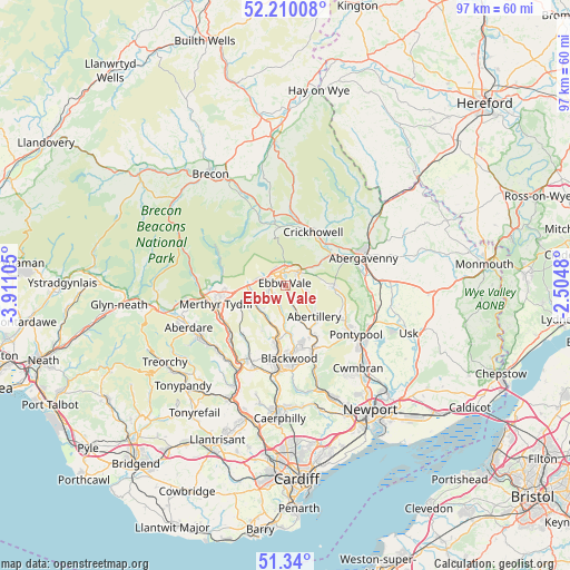 Ebbw Vale on map