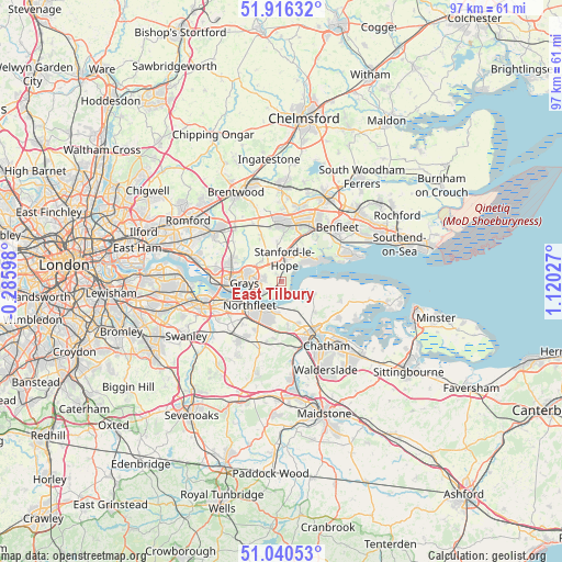 East Tilbury on map
