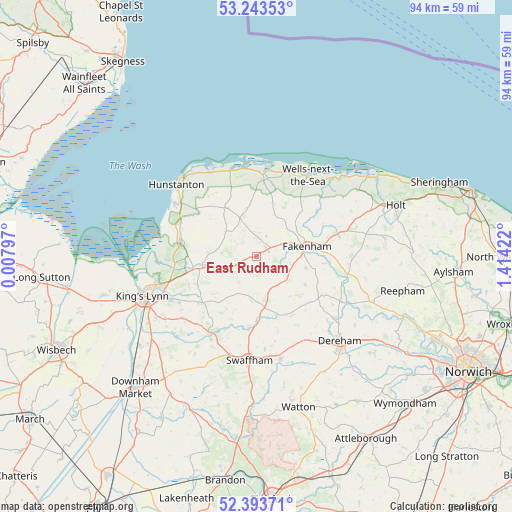 East Rudham on map