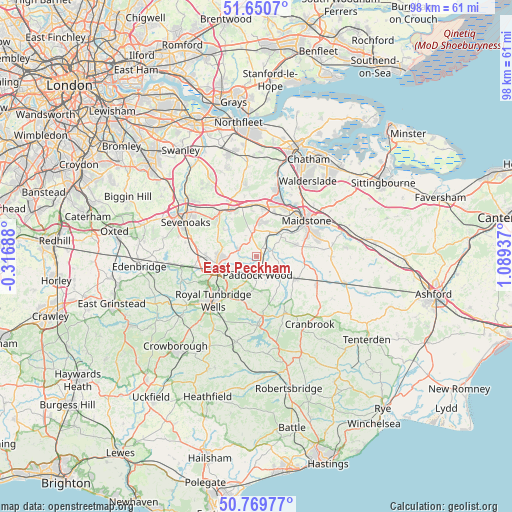 East Peckham on map