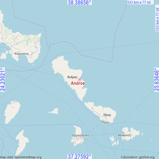 Andros on map