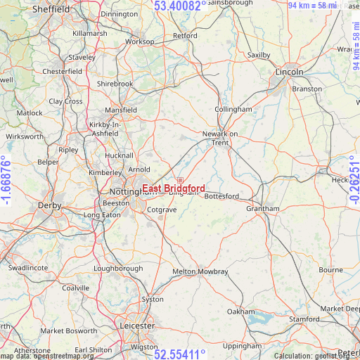 East Bridgford on map