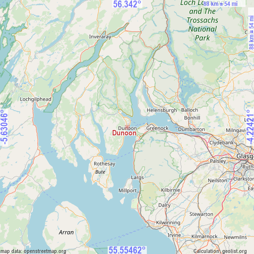 Dunoon on map