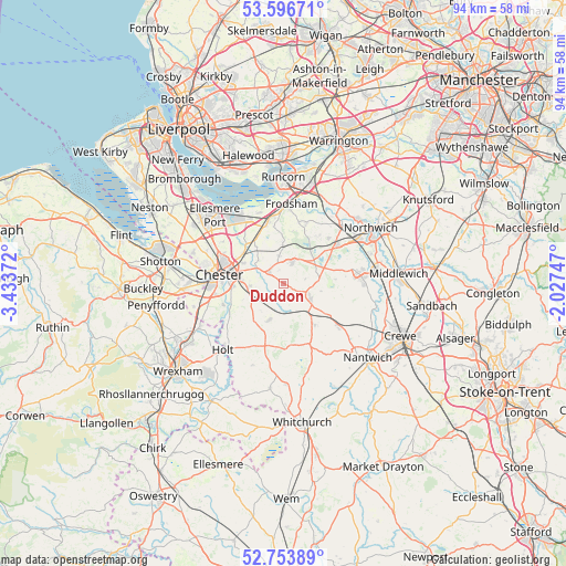 Duddon on map