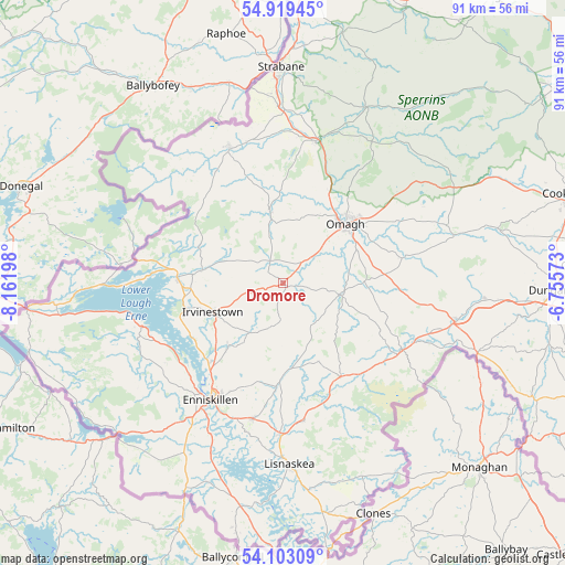 Dromore on map