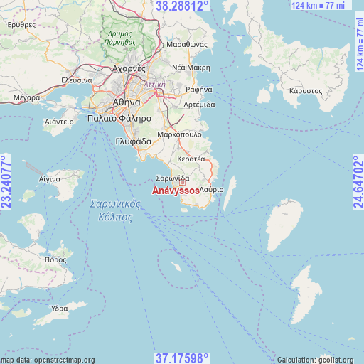 Anávyssos on map