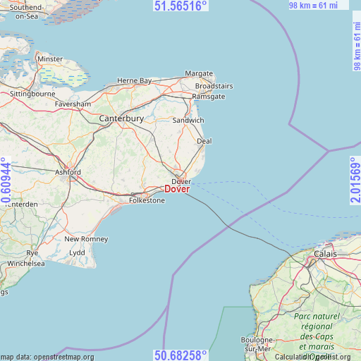 Dover on map