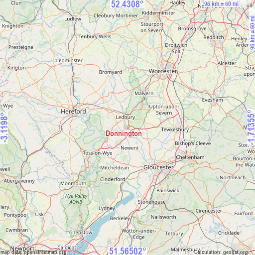 Donnington on map