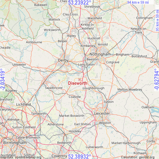 Diseworth on map