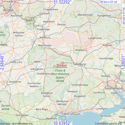 Dinton on map