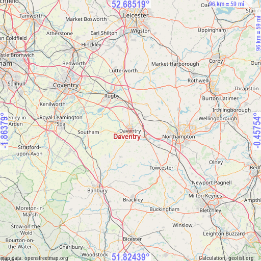 Daventry on map