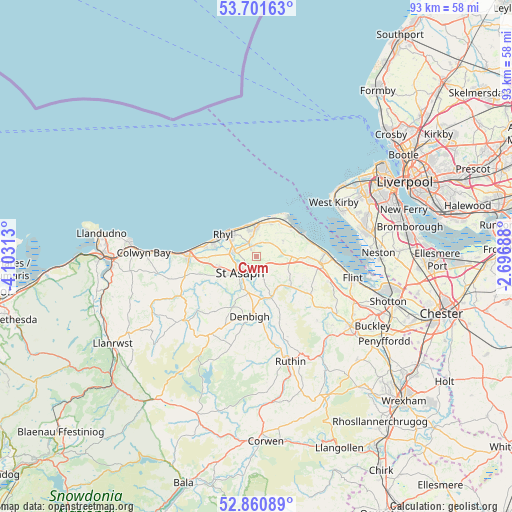 Cwm on map