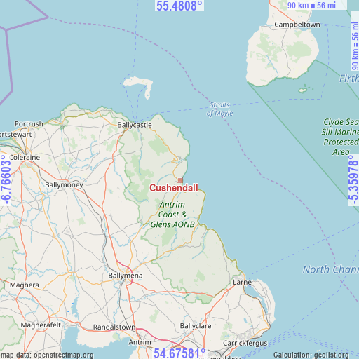 Cushendall on map