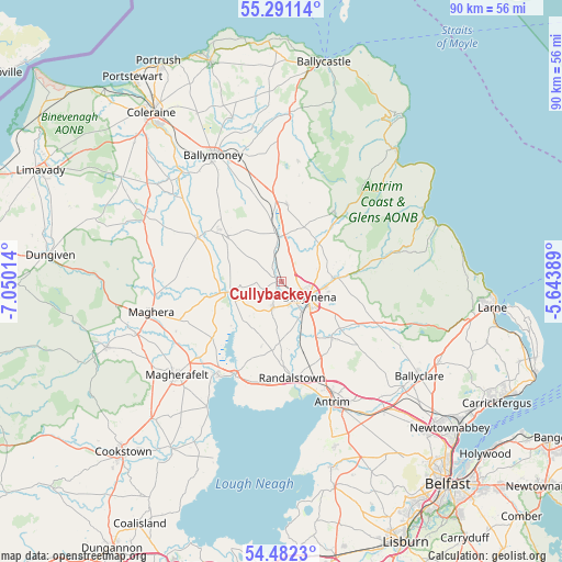Cullybackey on map