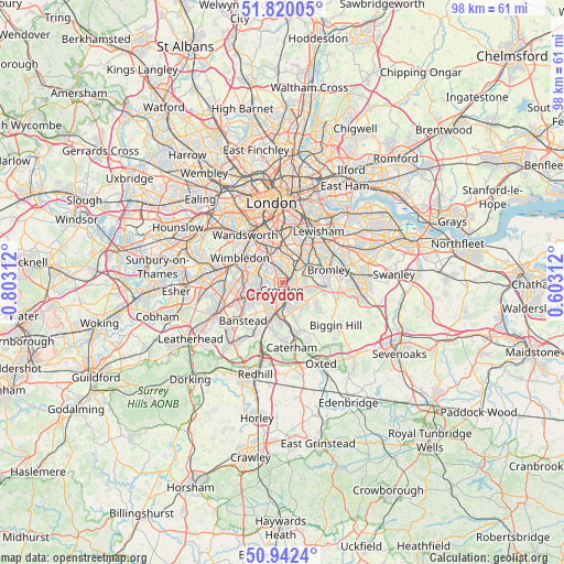 Croydon on map