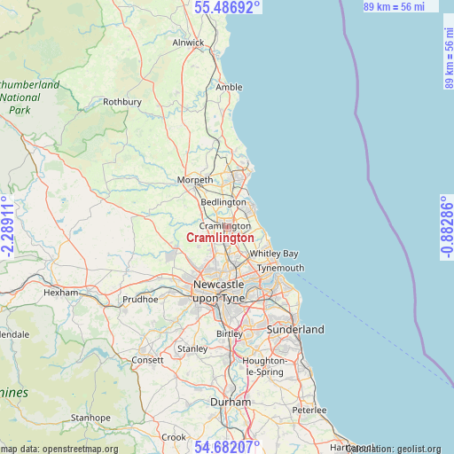 Cramlington on map