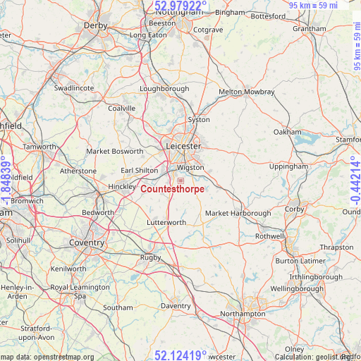 Countesthorpe on map