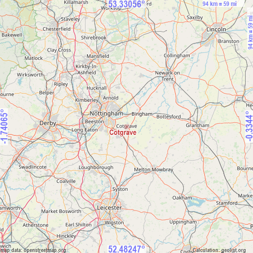 Cotgrave on map