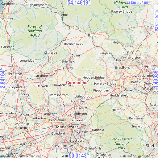 Cornholme on map