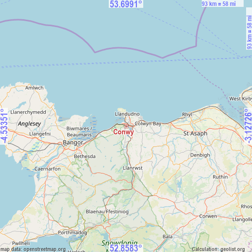 Conwy on map