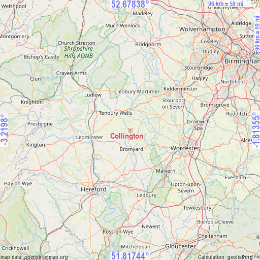 Collington on map