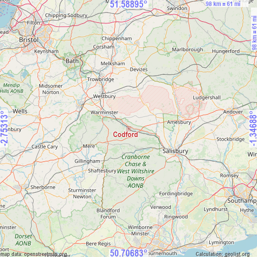 Codford on map