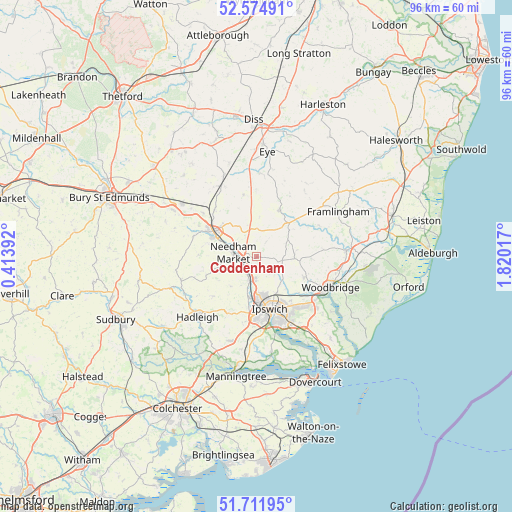 Coddenham on map