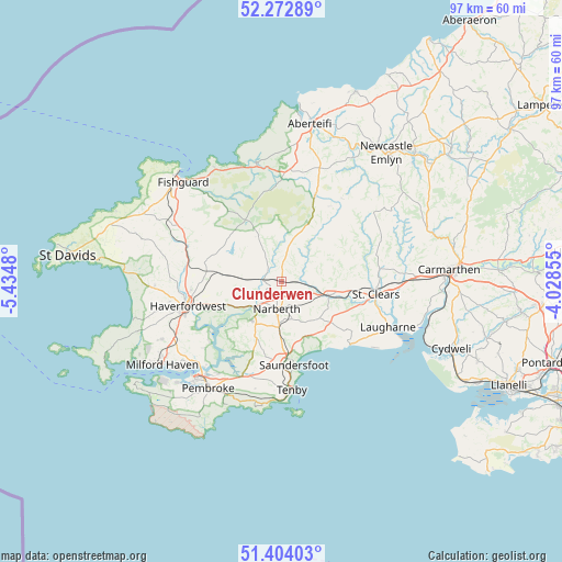 Clunderwen on map