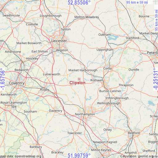 Clipston on map