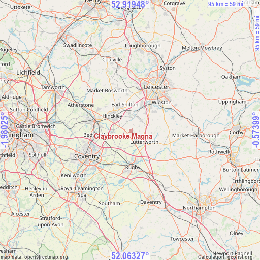 Claybrooke Magna on map