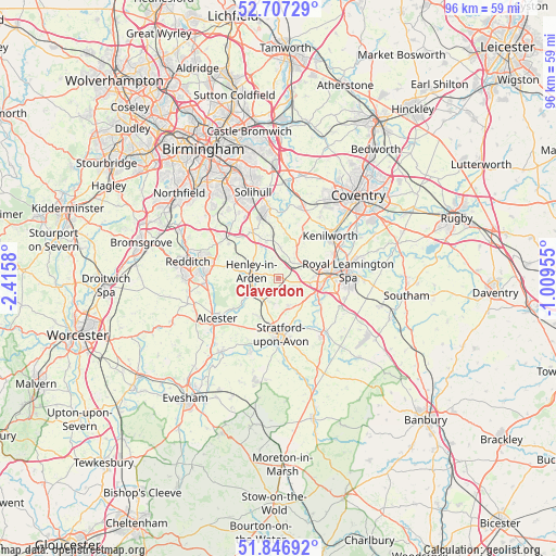 Claverdon on map