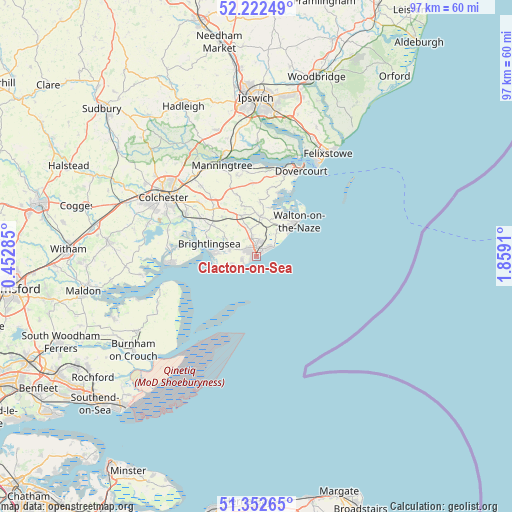 Clacton-on-Sea on map