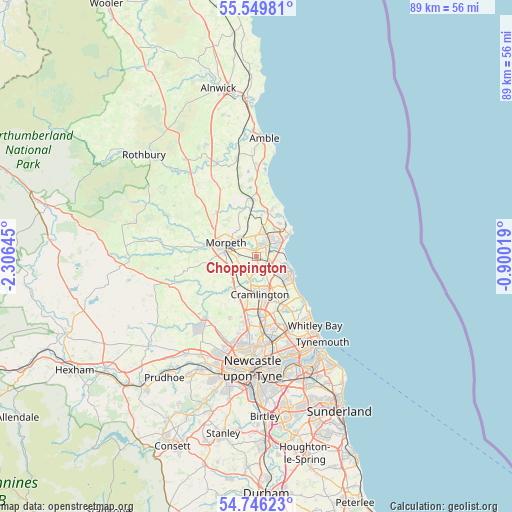 Choppington on map