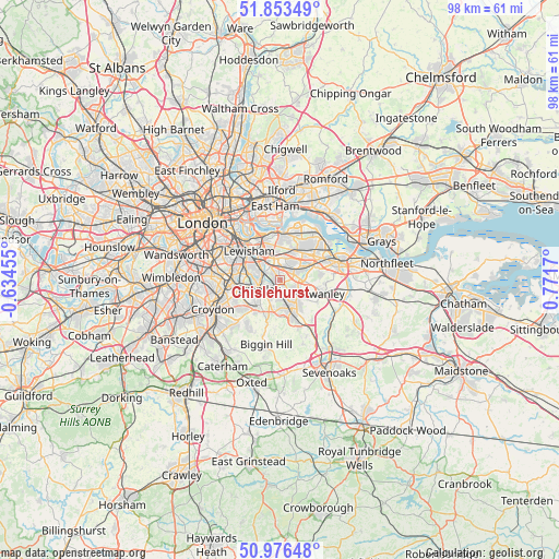 Chislehurst on map
