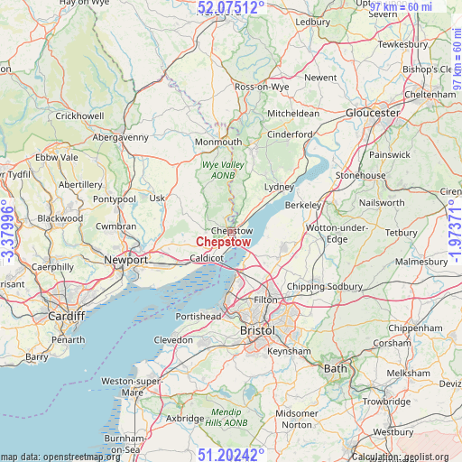 Chepstow on map